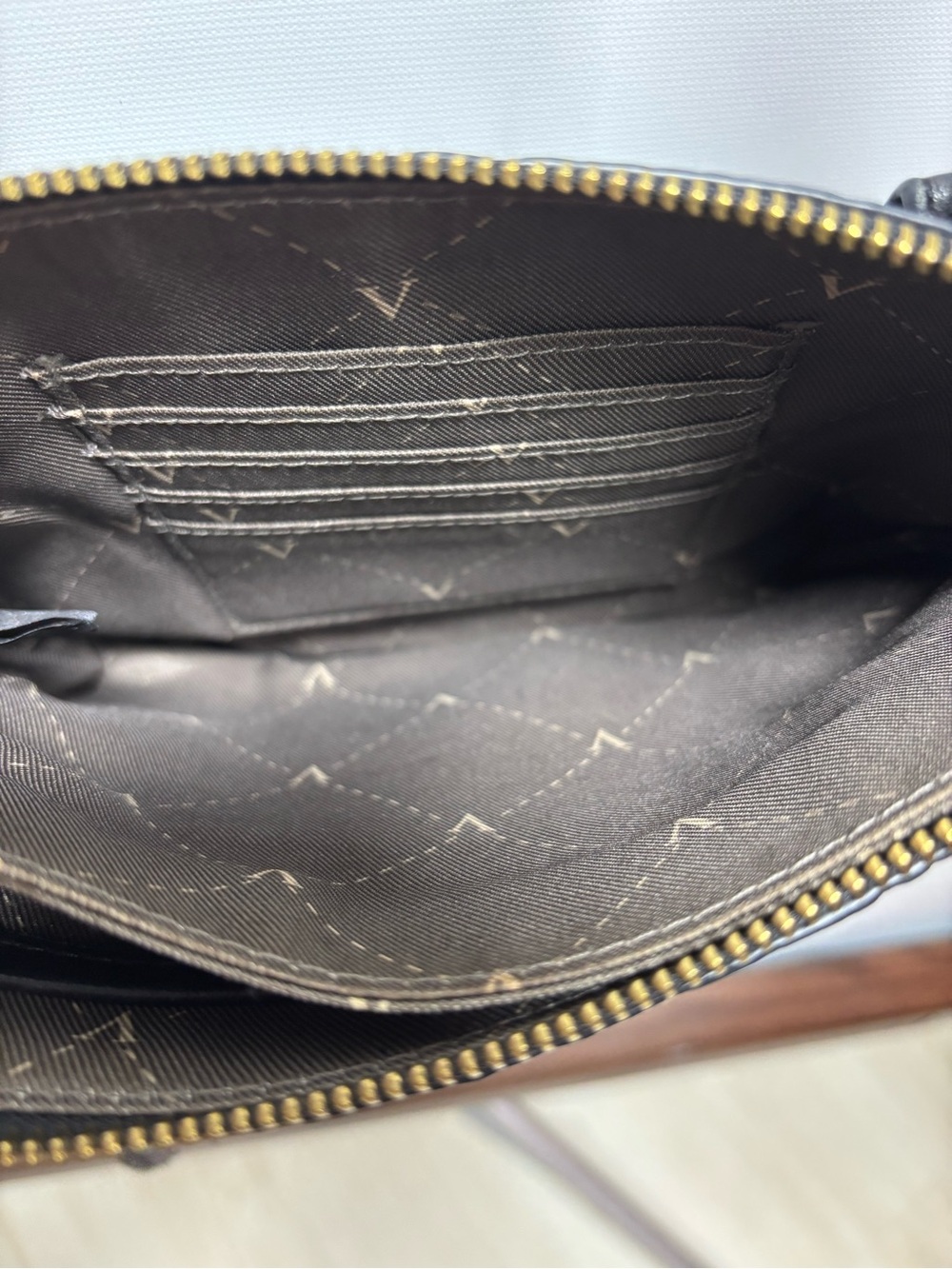 Vince Camuto Black Pebbled Leather Crossbody with Gold Hardware - Picture 4 of 6